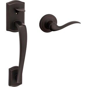 Kwikset Prescott Front Door Handle No Lock, Venetian Bronze, w Microban